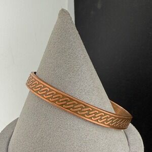 Vintage Estate Cuff Bracelet Copper Western Geometric 7 READ